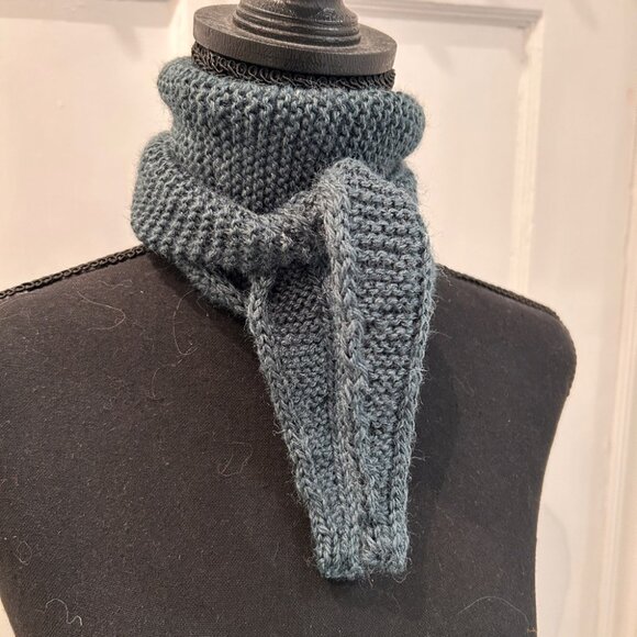 Handmade Dark Green Sophie Scarf in a Poly/Wool Blend Size Lg. - Picture 3 of 8